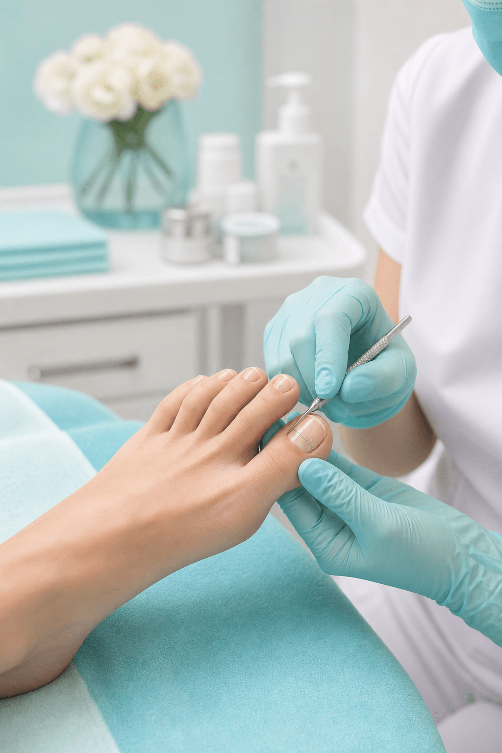 Tratamiento estetico de podologia con hilo de titanio